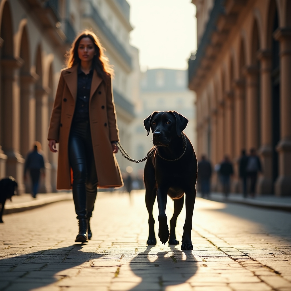 Cane in passeggiata nel centro di Milano