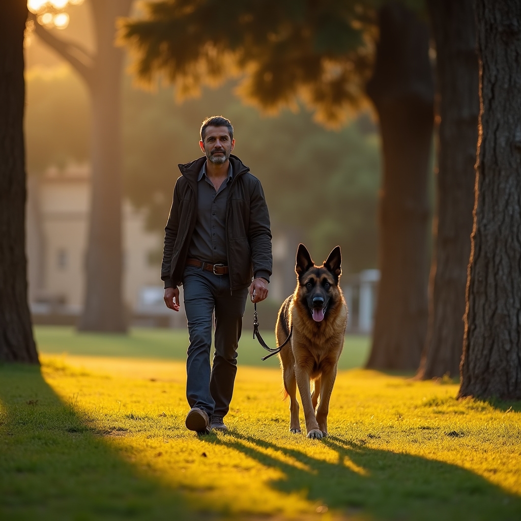 Passeggiata con cane in un parco di Roma